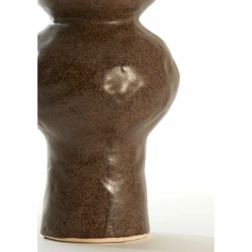 Light en Living Vaas deco Ø13x26 cm ROGANO keramiek donker bruin