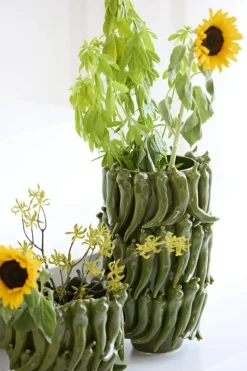 Light en Living Vaas deco 25,5x24,5x20,5 cm PEPPER keramiek donker groen