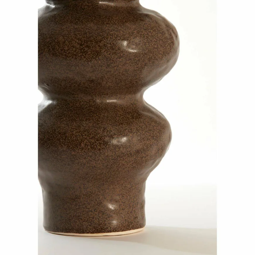 Light en Living Vaas deco Ø15,5x37,5 cm ROGANO keramiek donker bruin