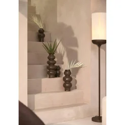Light en Living Vaas deco Ø15,5x37,5 cm ROGANO keramiek donker bruin