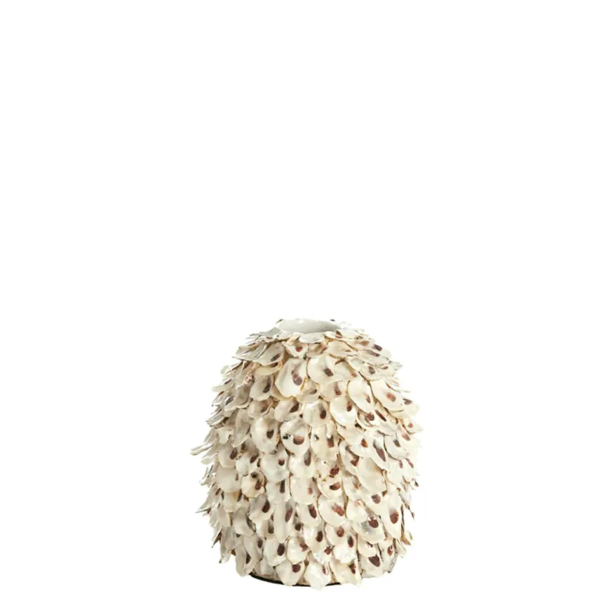 Light en Living Vaas deco Ø20x21 cm UBATE bamboe+schelp crème+bruin