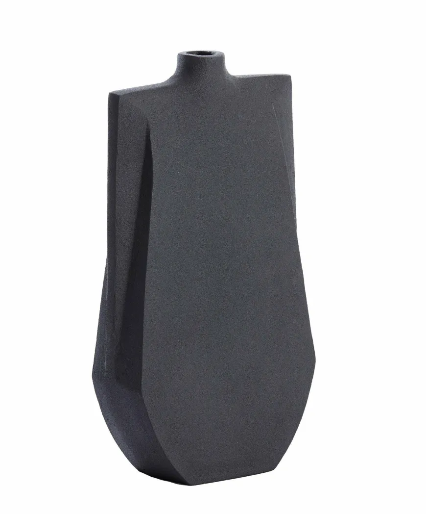 Light en Living Vaas deco 21x7,5x41 cm MAKAHA mat zwart