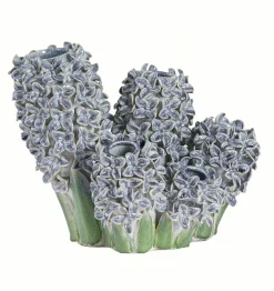 Light en Living Vaas deco 35x21x28 cm FLOWER keramiek blauw+groen