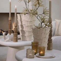 Light en Living Vaas deco Ø33x43 cm BANYA keramiek mat crème