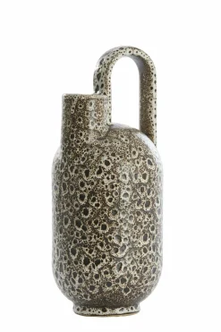 Light en Living Vaas deco 16,5x15,5x37 cm SERRES keramiek crème+zwart