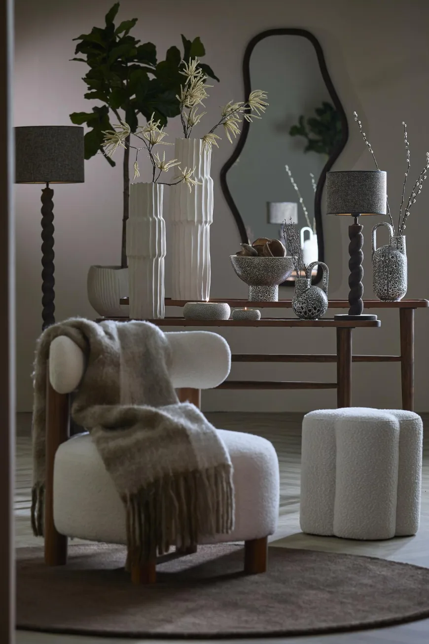 Light en Living Vaas deco 16,5x15,5x37 cm SERRES keramiek crème+zwart