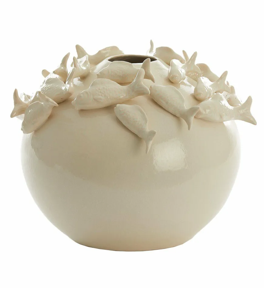 Light en Living Vaas deco Ø41,5X32 cm FISH keramiek creme
