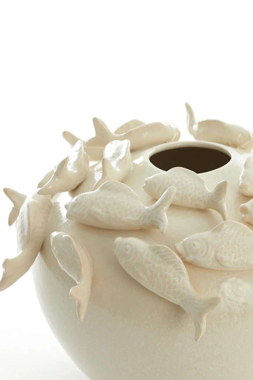 Light en Living Vaas deco Ø41,5X32 cm FISH keramiek creme