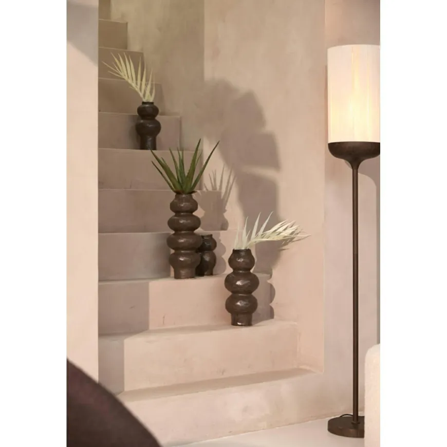 Light en Living Vaas deco Ø15x33,5 cm ROGANO keramiek donker bruin
