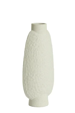 Light en Living Vaas deco 18x12x41 cm NAMTU keramiek mat crème