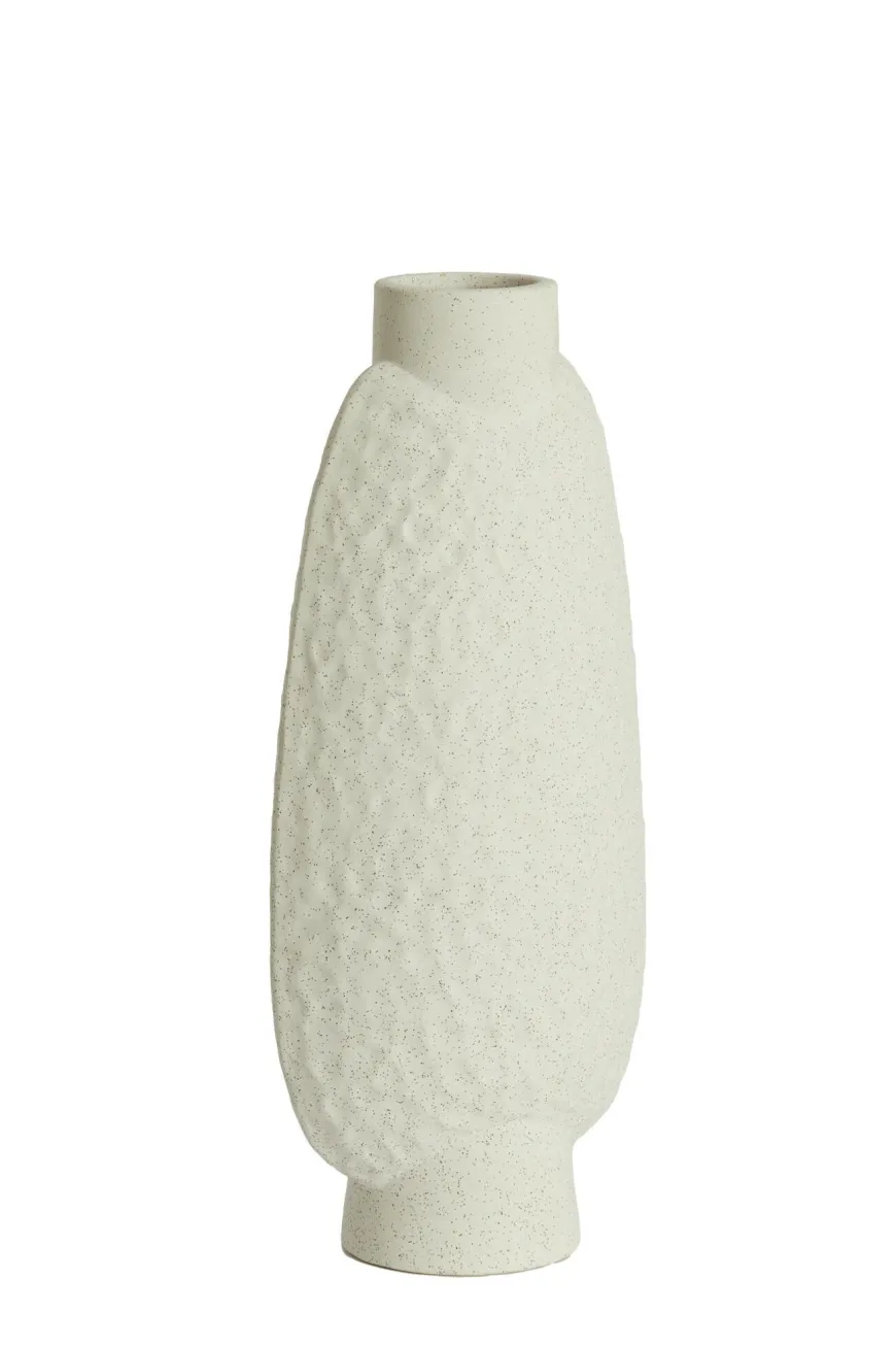 Light en Living Vaas deco 18x12x41 cm NAMTU keramiek mat crème
