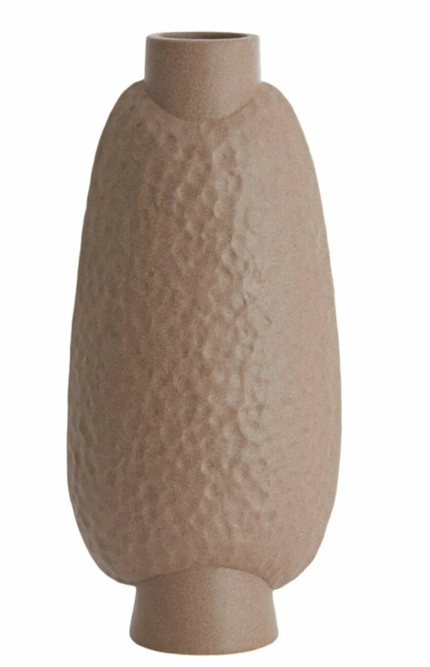 Light en Living Vaas deco 18x12x41 cm NAMTU keramiek mat bruin
