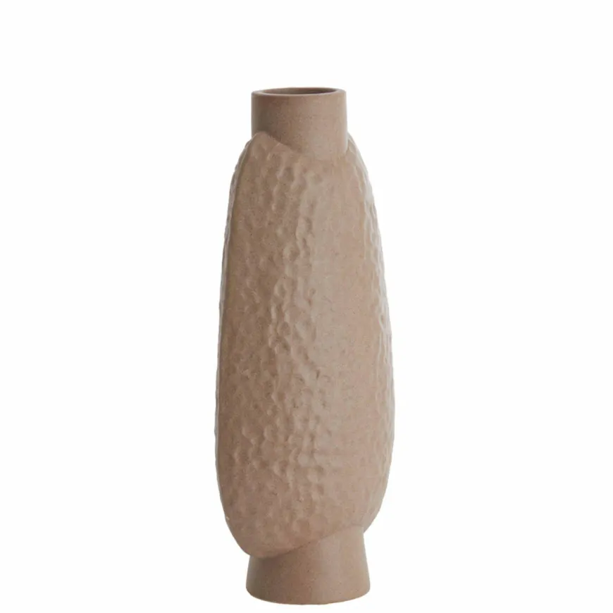Light en Living Vaas deco 18x12x41 cm NAMTU keramiek mat bruin