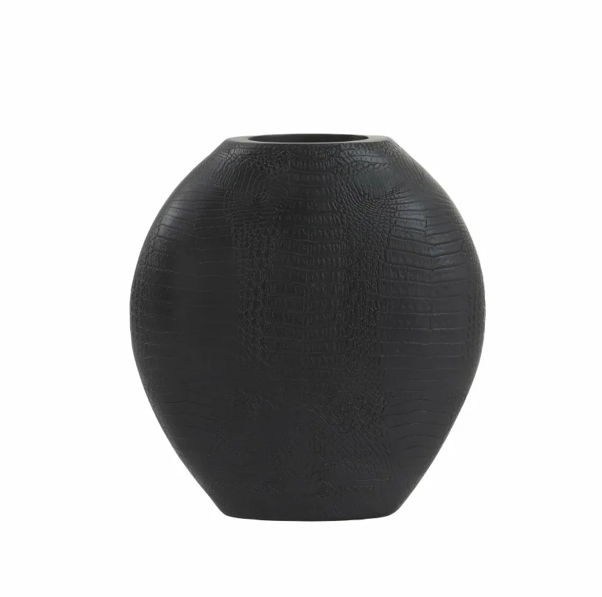 Light en Living Vaas deco 29,5x8x31,5 cm SKELD mat zwart