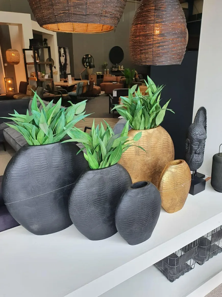 Light en Living Vaas deco 29,5x8x31,5 cm SKELD mat zwart