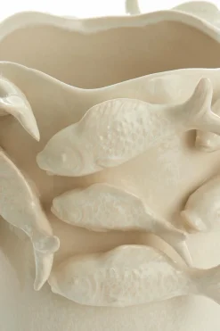 Light en Living Vaas deco 29X28X36,5 cm FISH keramiek creme