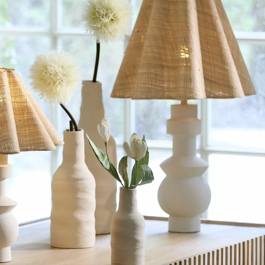 Light en Living Vaas deco Ø12x31 cm SESTO keramiek mat crème