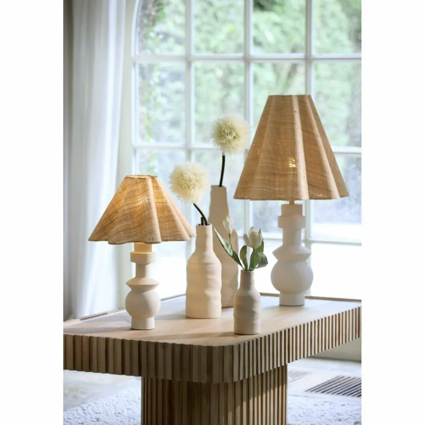 Light en Living Vaas deco Ø12x31 cm SESTO keramiek mat crème