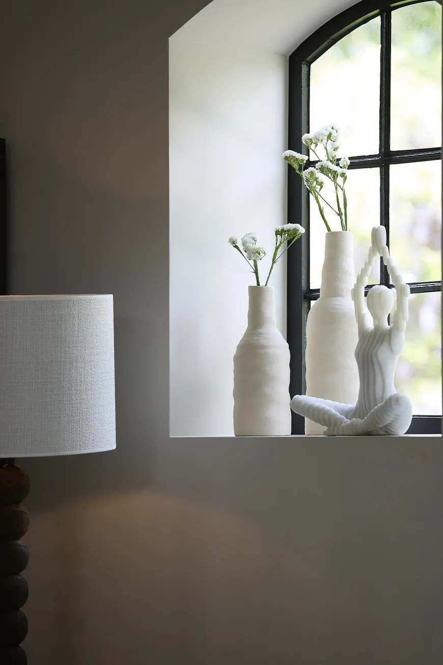 Light en Living Vaas deco Ø12x31 cm SESTO keramiek mat crème
