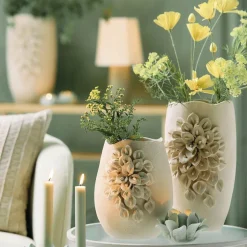 Light en Living Vaas deco 23X19X35 cm AMIATA keramiek mat crème