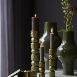 Light en Living Vaas deco Ø27x49 cm SINDO glanzend donker olijf groen+zwart