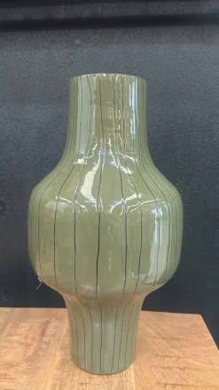 Light en Living Vaas deco Ø27x49 cm SINDO glanzend donker olijf groen+zwart