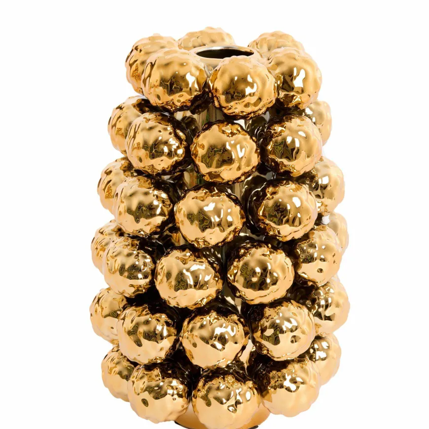 Light en Living Vaas deco Ø16x24,5 cm BUTANG keramiek metallic goud