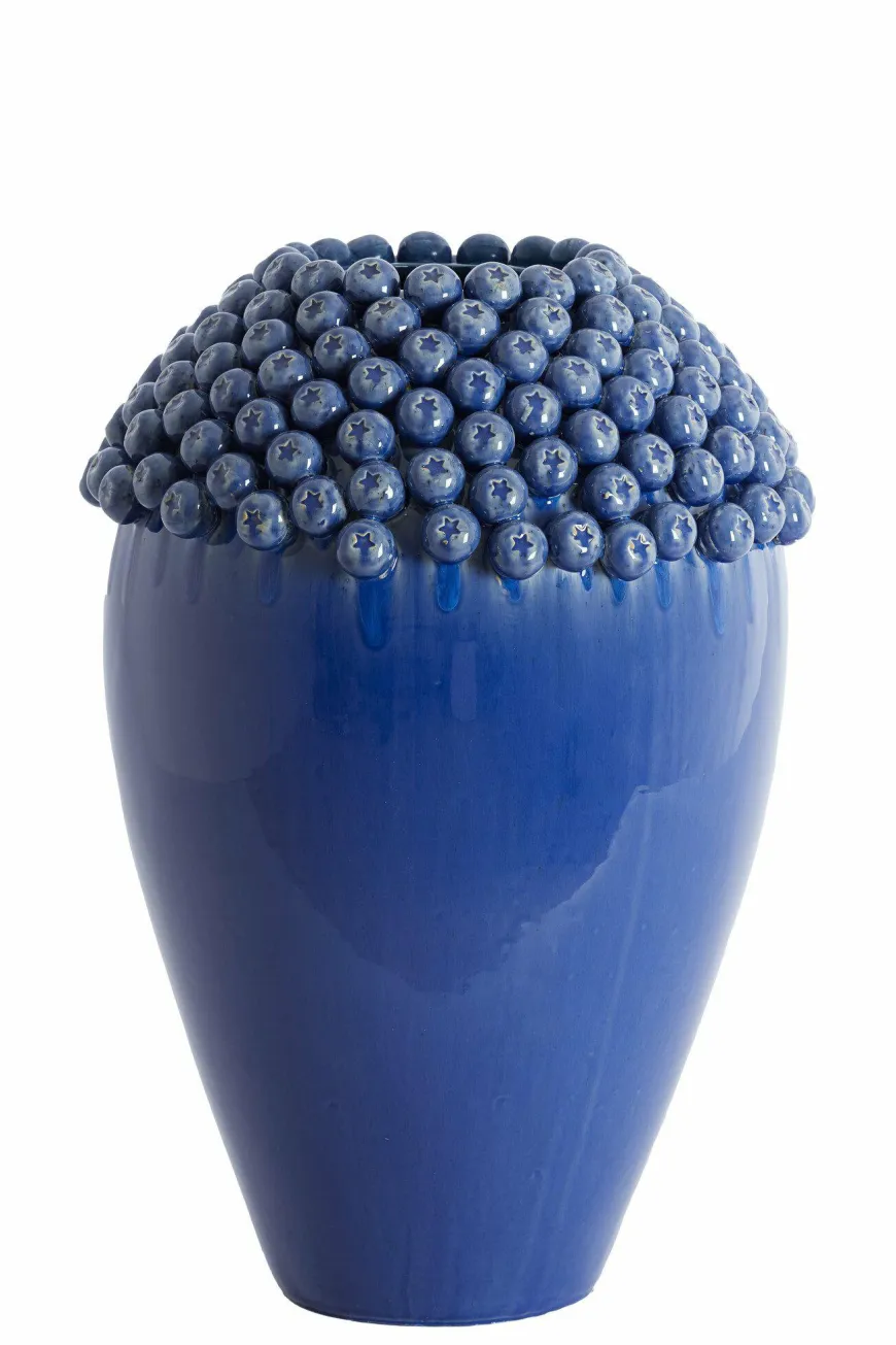 Light en Living Vaas deco Ø39,5x57 cm LOVRO keramiek donkerblauw