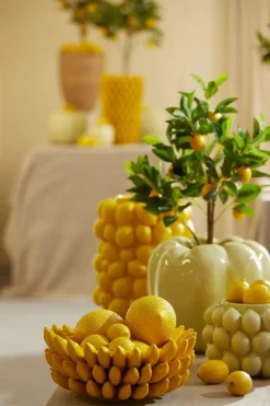 Light en Living Vaas deco LEMON geel - 33 cm hoog