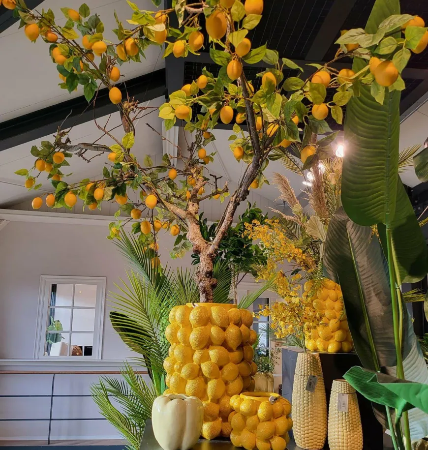 Light en Living Vaas deco LEMON geel - 33 cm hoog