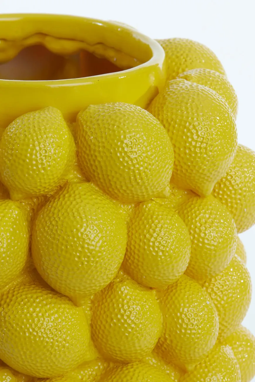 Light en Living Vaas deco LEMON geel - 33 cm hoog