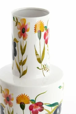 Light en Living Vaas deco Ø28x55 cm YVOTA wit+bloemen print