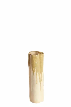 Light en Living Vaas deco 12x9,5x30 cm FLOVILLA keramiek crème+olijf groen
