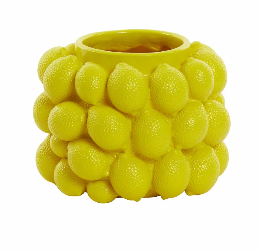 Light en Living Vaas deco Ø24,5x18 cm LEMON geel