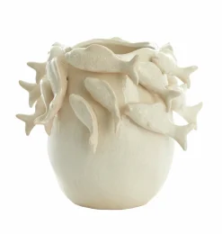 Light en Living Vaas deco 29X28,5X27 cm FISH keramiek creme