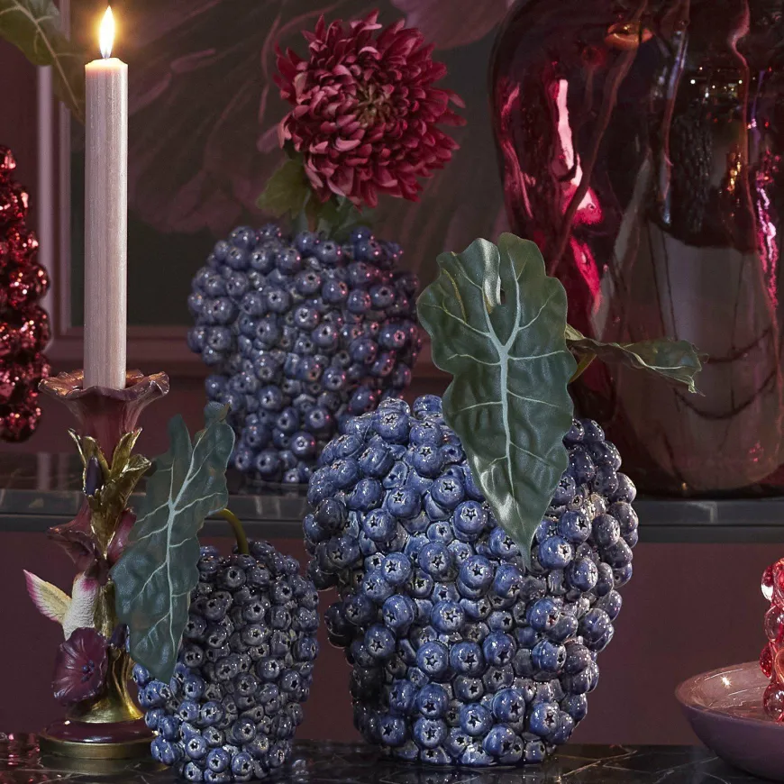 Light en Living Vaas deco Ø25,5x27 cm BERRIES keramiek donkerblauw
