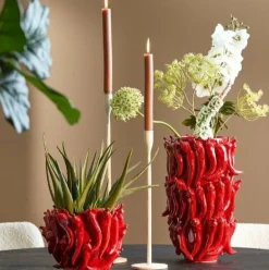 Light en Living Vaas deco 25,5x24,5x20,5 cm PEPPER keramiek rood