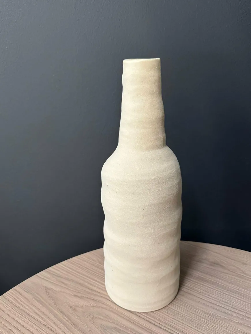 Light en Living Vaas deco Ø14,5x42 cm SESTO keramiek mat crème
