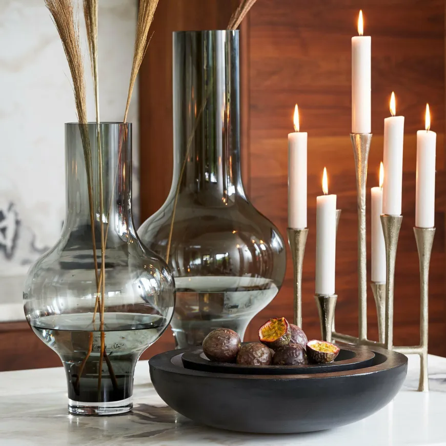 Light en Living Vaas KAELA glas grijs - 2 maten