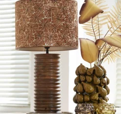 Light en Living Vaas NATALIA keramiek geel-bruin - 2 afmetingen