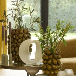 Light en Living Vaas NATALIA keramiek geel-bruin - 2 afmetingen