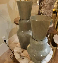 Light en Living Vaas TROSMU glas donker groen-goud - 2 maten