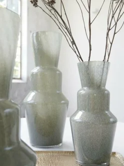 Light en Living Vaas TROSMU glas donker groen-goud - 2 maten