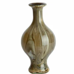 Light en Living Vaas Ø14,5x29,5 cm JORVEN glas taupe + olijfgroen