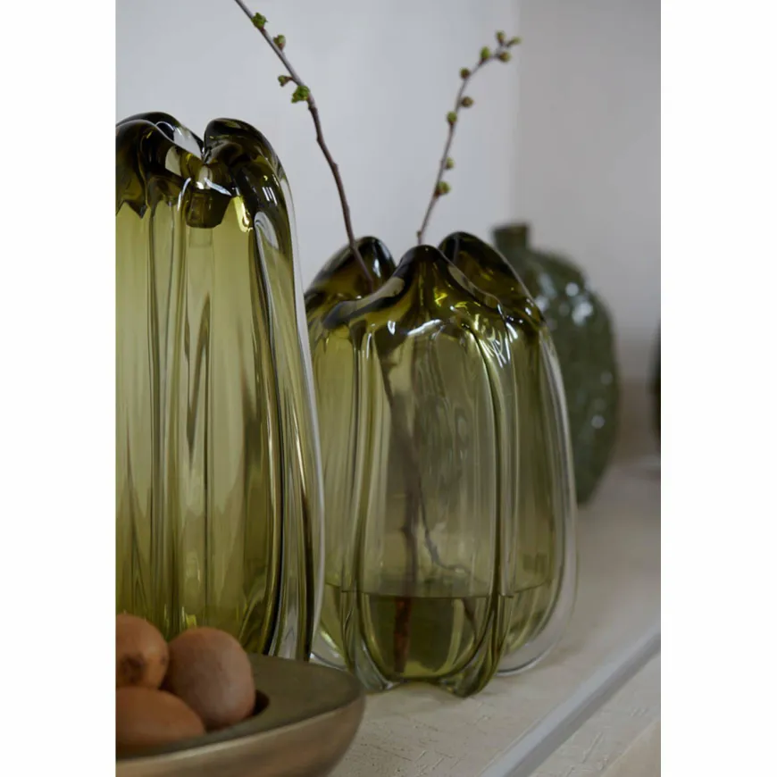 Light en Living Vaas Ø21x30 cm MURELA glas olijf groen