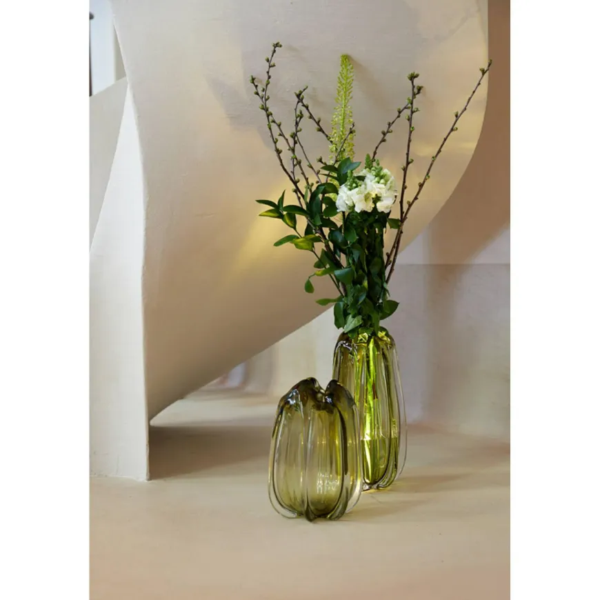 Light en Living Vaas Ø21x30 cm MURELA glas olijf groen