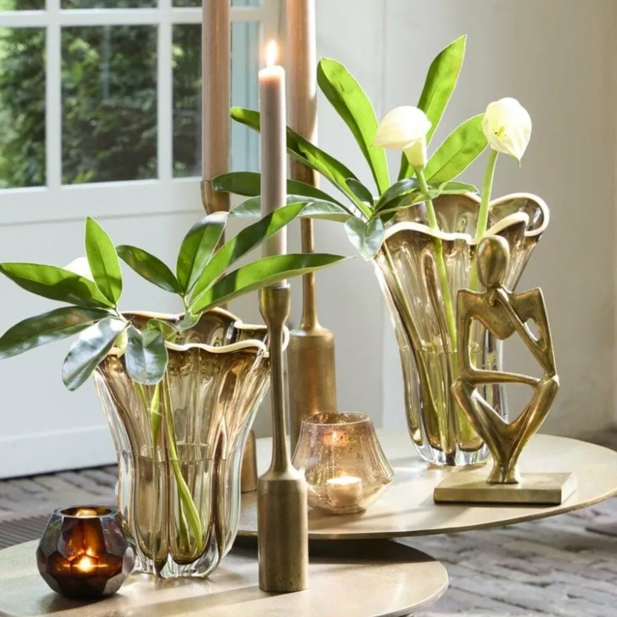 Light en Living Vaas Ø22X27 cm KAZUNO Glas helder bruin+grijs+creme
