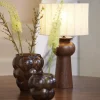 Light en Living Vaas Ø22x25 cm OWL glas donker bruin