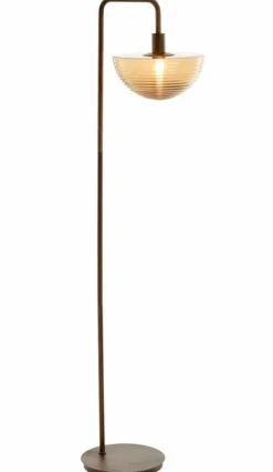 Light en Living Vloerlamp 43x30x165 cm BAYLIE hout print d bruin+bruin glas