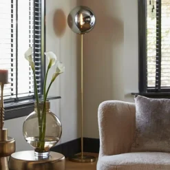 Light en Living Vloerlamp Ø30x160 cm MEDINA glas smoke+goud